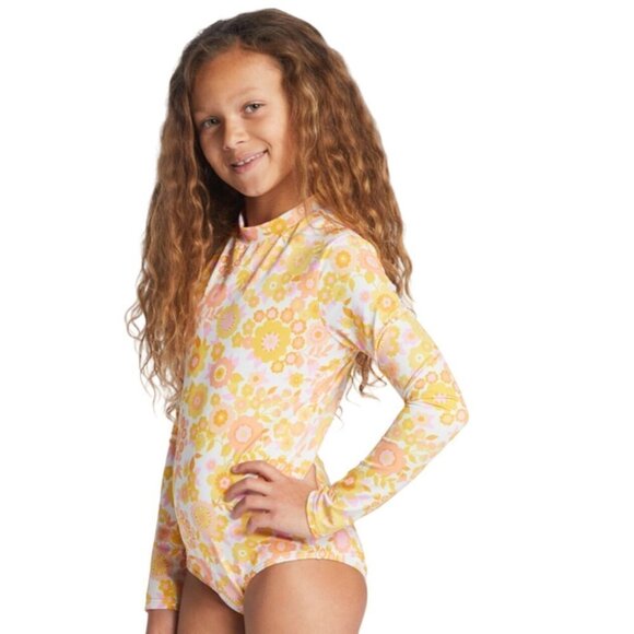 Billabong Girls Swimsuit Sz 14 Wildflower Long Sleeve One Piece UPF 50 Rashguard - Picture 2 of 10